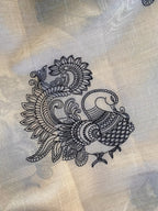 Mameraa Sarees White Heritage With A Royal Touch Tussar Silk Saree-White | Grocsy
