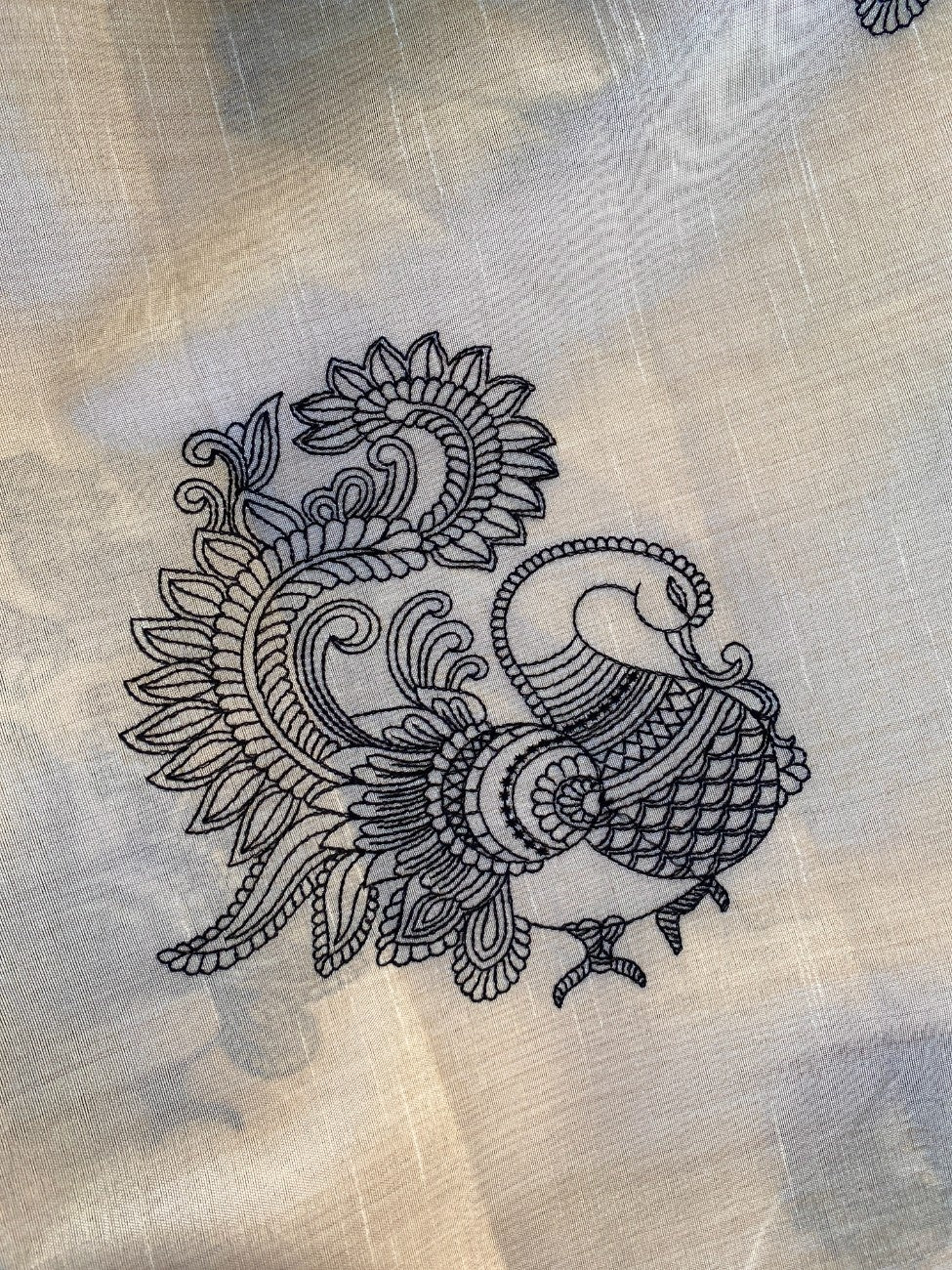 Mameraa Sarees White Heritage With A Royal Touch Tussar Silk Saree-White | Grocsy