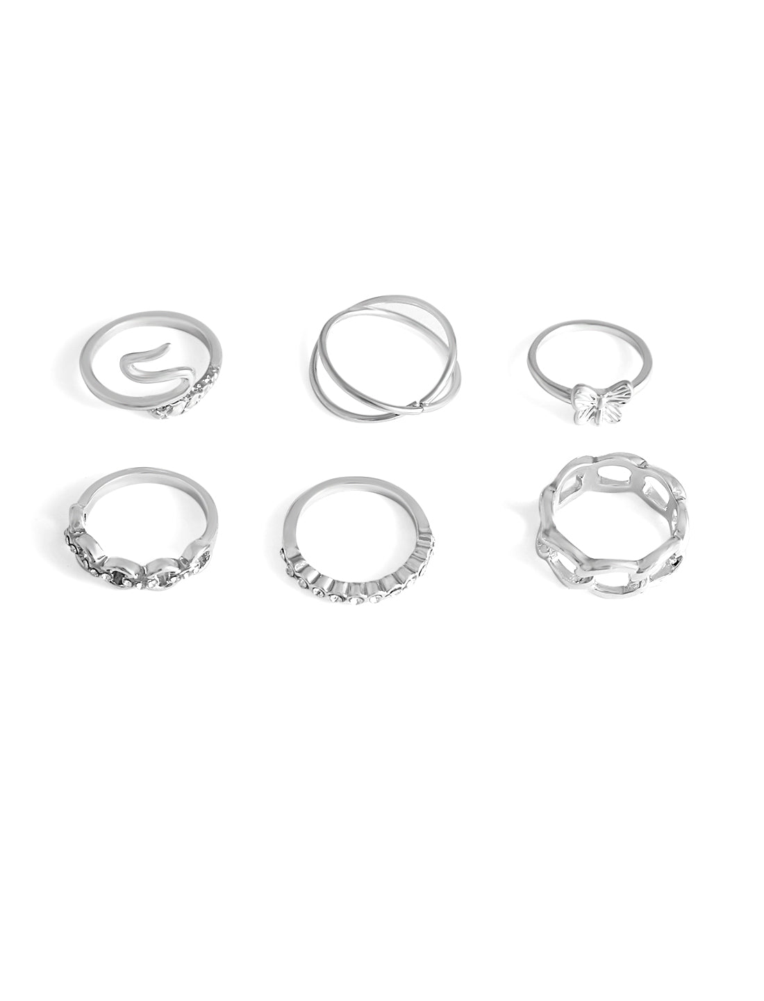 Silver-Plated Alloy Stylish Contemporary Stackable Ring - The Pari | Grocsy