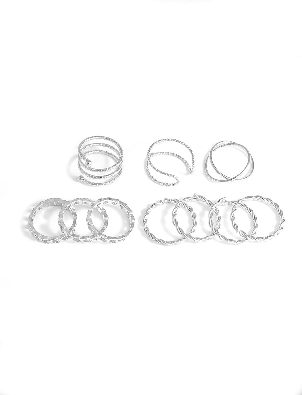 Silver-Plated Alloy Stylish Contemporary Stackable Ring - The Pari | Grocsy