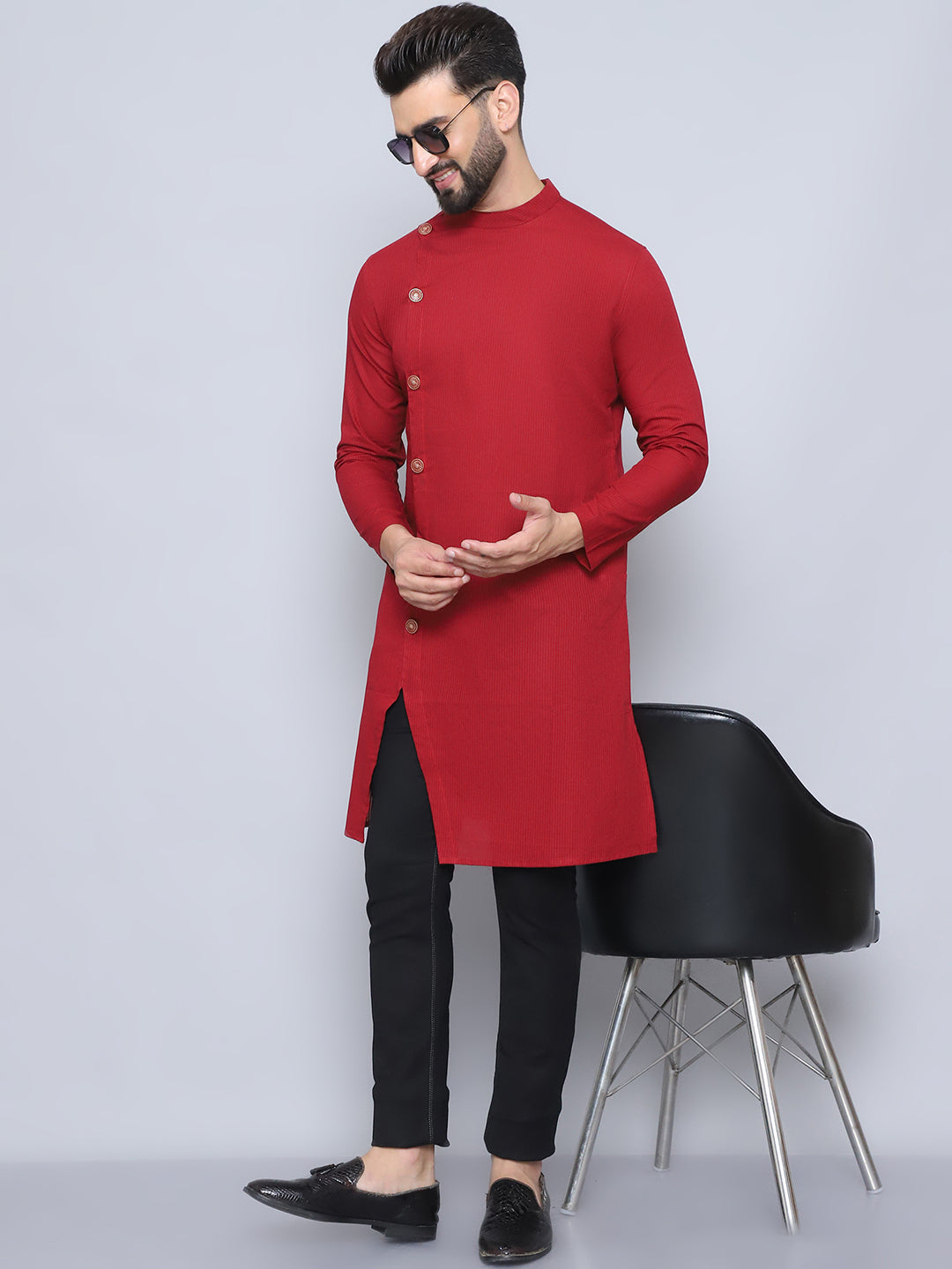 Even Apparels Men's Pure Cotton Maroon Sherwani Kurta | Grocsy