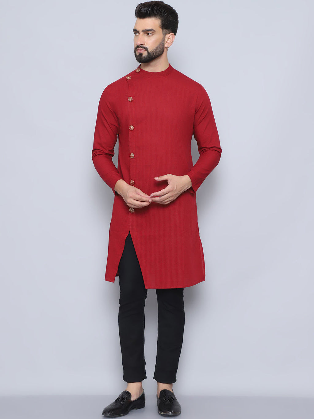 Even Apparels Men's Pure Cotton Maroon Sherwani Kurta | Grocsy