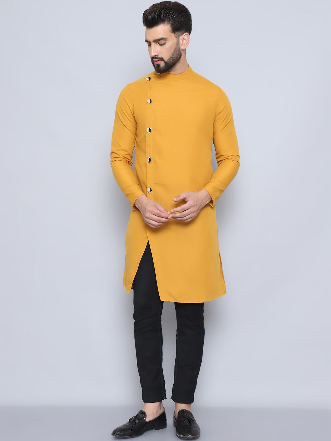 Even Apparels Men's Pure Cotton Yellow Sherwani Kurta | Grocsy