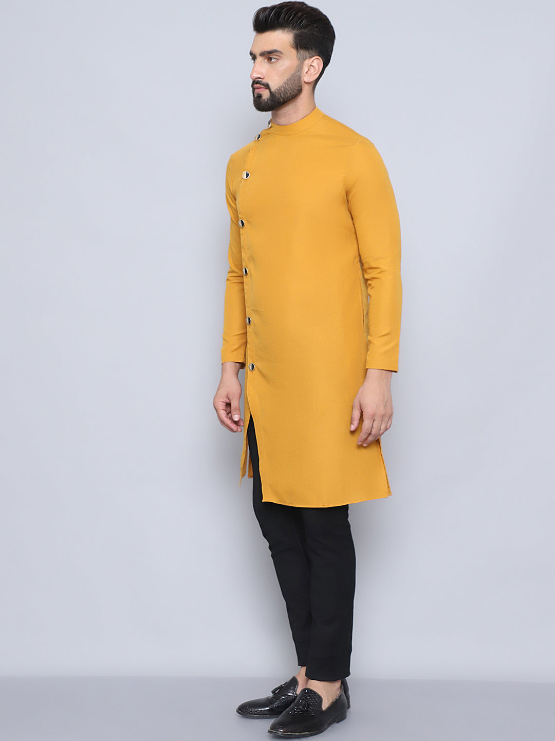 Even Apparels Men's Pure Cotton Yellow Sherwani Kurta | Grocsy