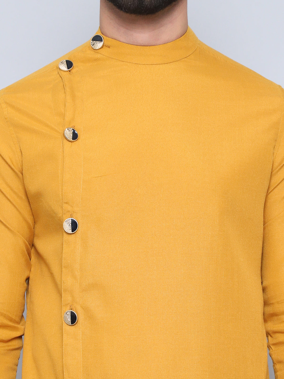 Even Apparels Men's Pure Cotton Yellow Sherwani Kurta | Grocsy
