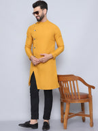 Even Apparels Men's Pure Cotton Yellow Sherwani Kurta | Grocsy