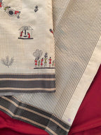 Mameraa Sarees White Heritage With A Royal Touch Tussar Silk Saree-White | Grocsy