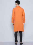 Even Apparels Men's Pure Cotton Orange Kurta | Grocsy