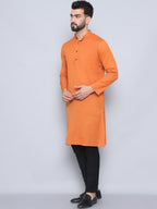 Even Apparels Men's Pure Cotton Orange Kurta | Grocsy