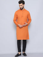 Even Apparels Men's Pure Cotton Orange Kurta | Grocsy
