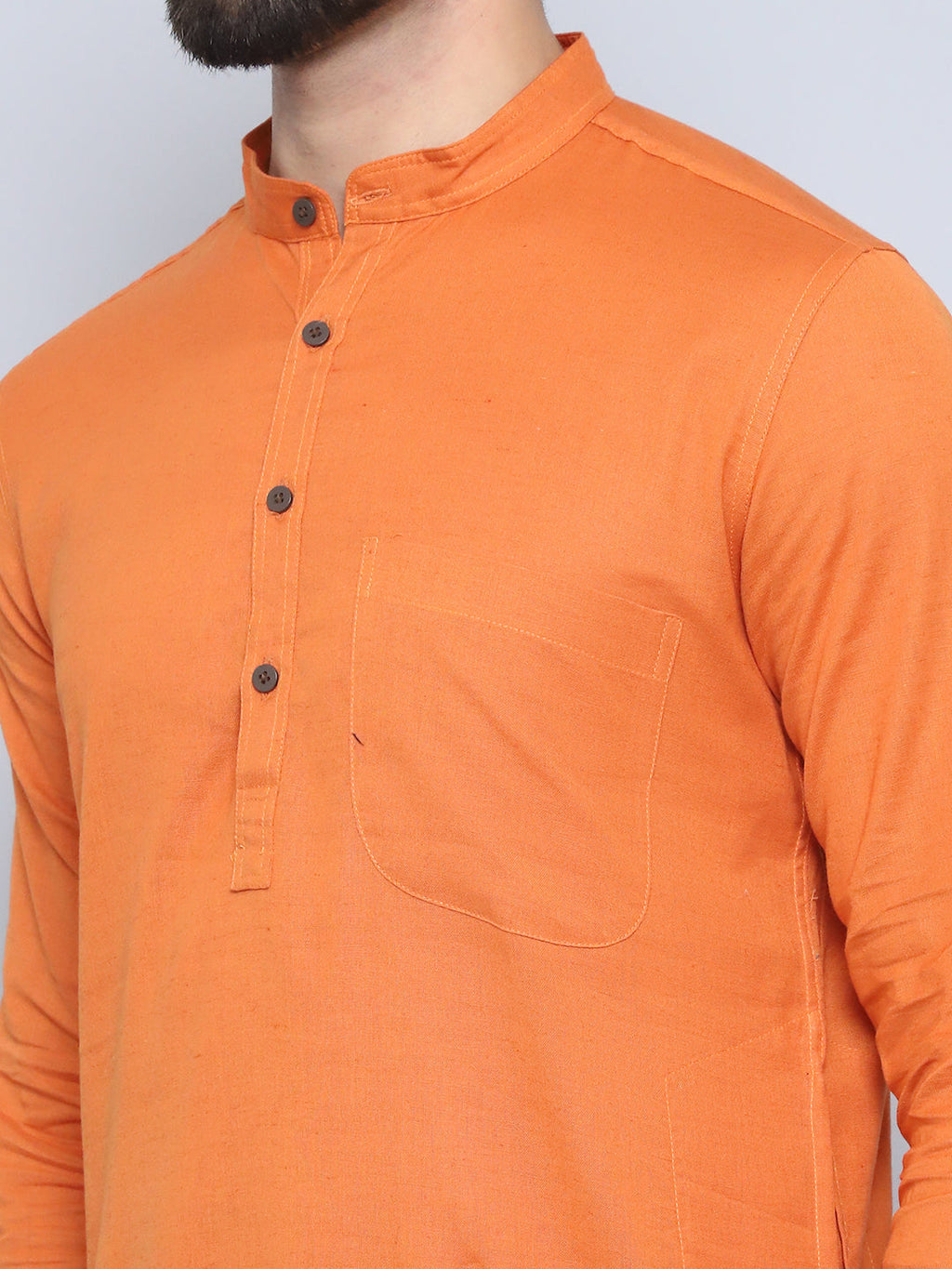 Even Apparels Men's Pure Cotton Orange Kurta | Grocsy