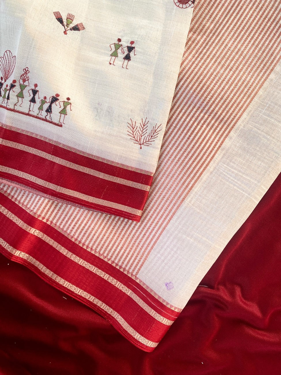 Mameraa Sarees White Heritage With A Royal Touch Tussar Silk Saree-White | Grocsy