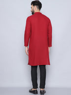 Even Apparels Men's Pure Cotton Maroon Kurta | Grocsy