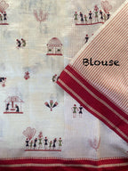Mameraa Sarees White Heritage With A Royal Touch Tussar Silk Saree-White | Grocsy
