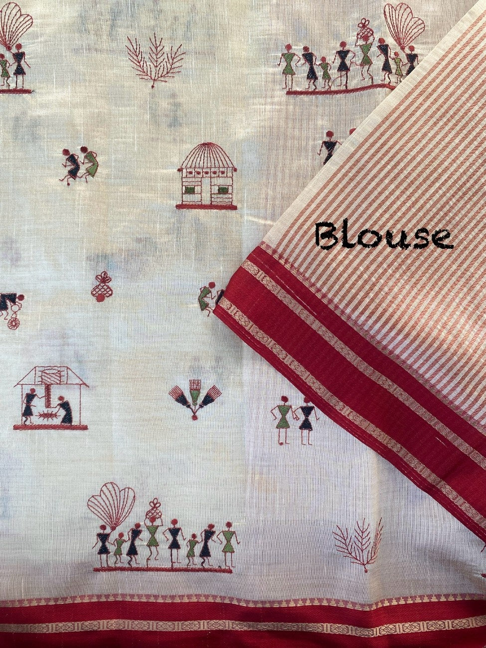 Mameraa Sarees White Heritage With A Royal Touch Tussar Silk Saree-White | Grocsy