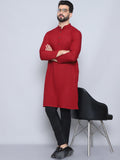 Even Apparels Men's Pure Cotton Maroon Kurta | Grocsy