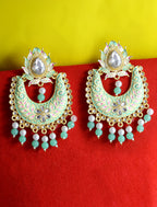 Gold-Polished Alloy Blue Golden Hoop Jhumki Earrings - The Pari