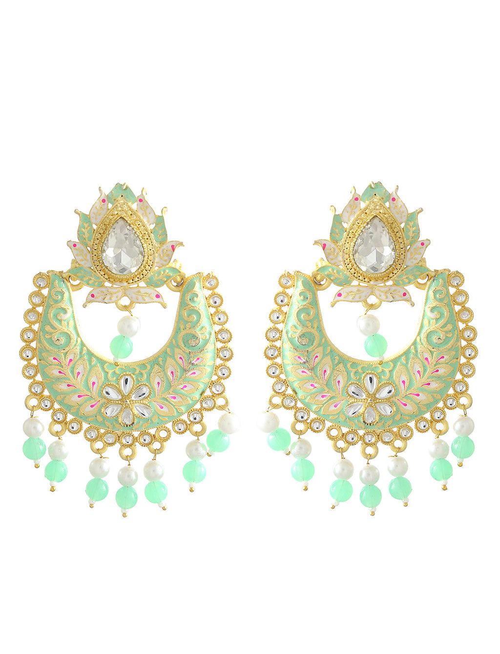 Gold-Polished Alloy Blue Golden Hoop Jhumki Earrings - The Pari