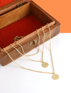 Gold-Polished Alloy Queen Coin Double Layer Necklace - The Pari | Grocsy