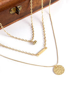 Gold-Polished Alloy Stone Plate & Coin Charm Necklace - The Pari | Grocsy