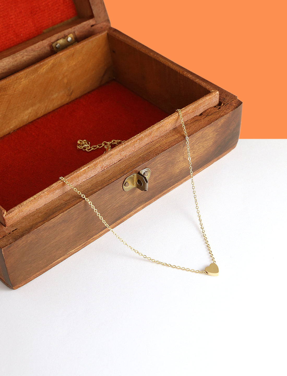 Gold-Polished Alloy Denty Look Heart Necklace - The Pari | Grocsy