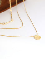 Gold-Polished Alloy Designer Embossed Double Layer Necklace - The Pari | Grocsy