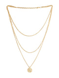 Gold-Polished Alloy Tripple Chain Necklace - The Pari | Grocsy