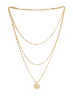 Gold-Polished Alloy Tripple Chain Necklace - The Pari | Grocsy