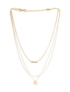 Gold-Polished Alloy Designer Embossed Double Layer Necklace - The Pari | Grocsy