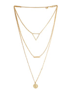 Gold-Polished Alloy Triangle & Coin Charm Necklace - The Pari | Grocsy