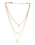 Gold-Polished Alloy Stone Plate & Coin Charm Necklace - The Pari | Grocsy
