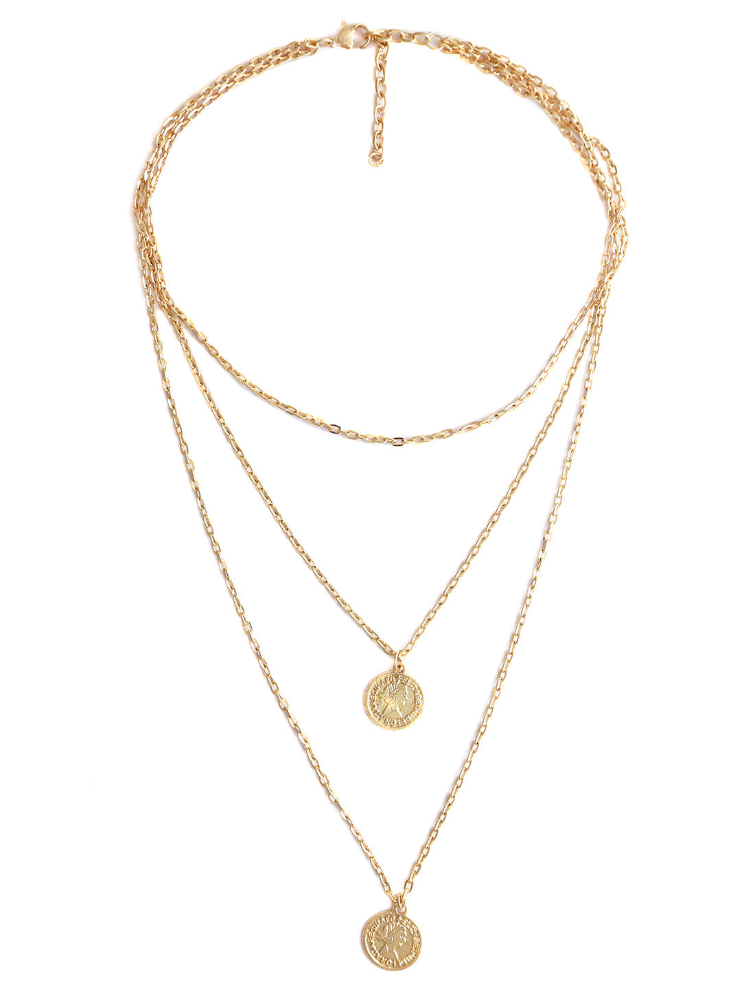 Gold-Polished Alloy Queen Coin Double Layer Necklace - The Pari | Grocsy