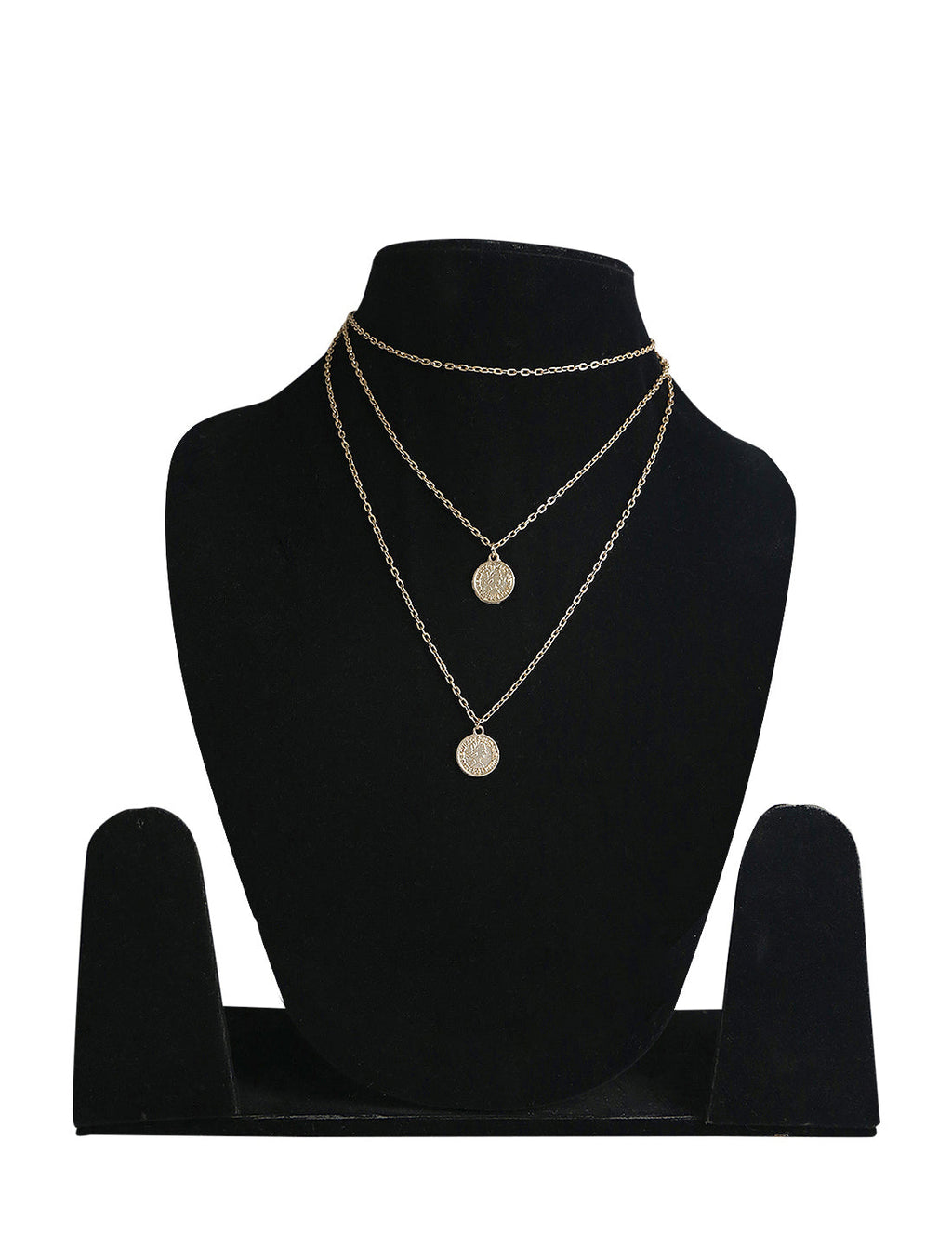 Gold-Polished Alloy Queen Coin Double Layer Necklace - The Pari | Grocsy