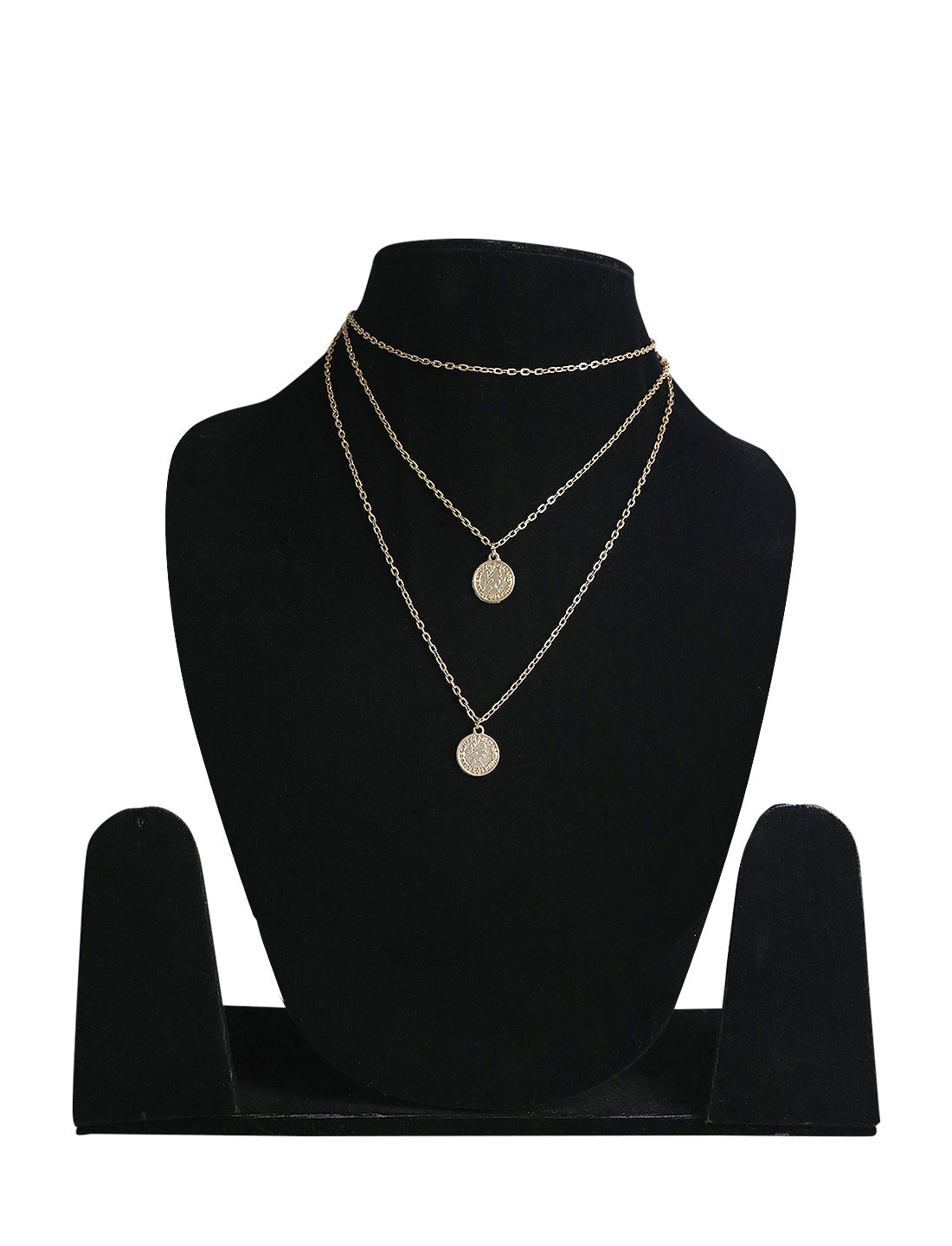 Gold-Polished Alloy Queen Coin Double Layer Necklace - The Pari | Grocsy