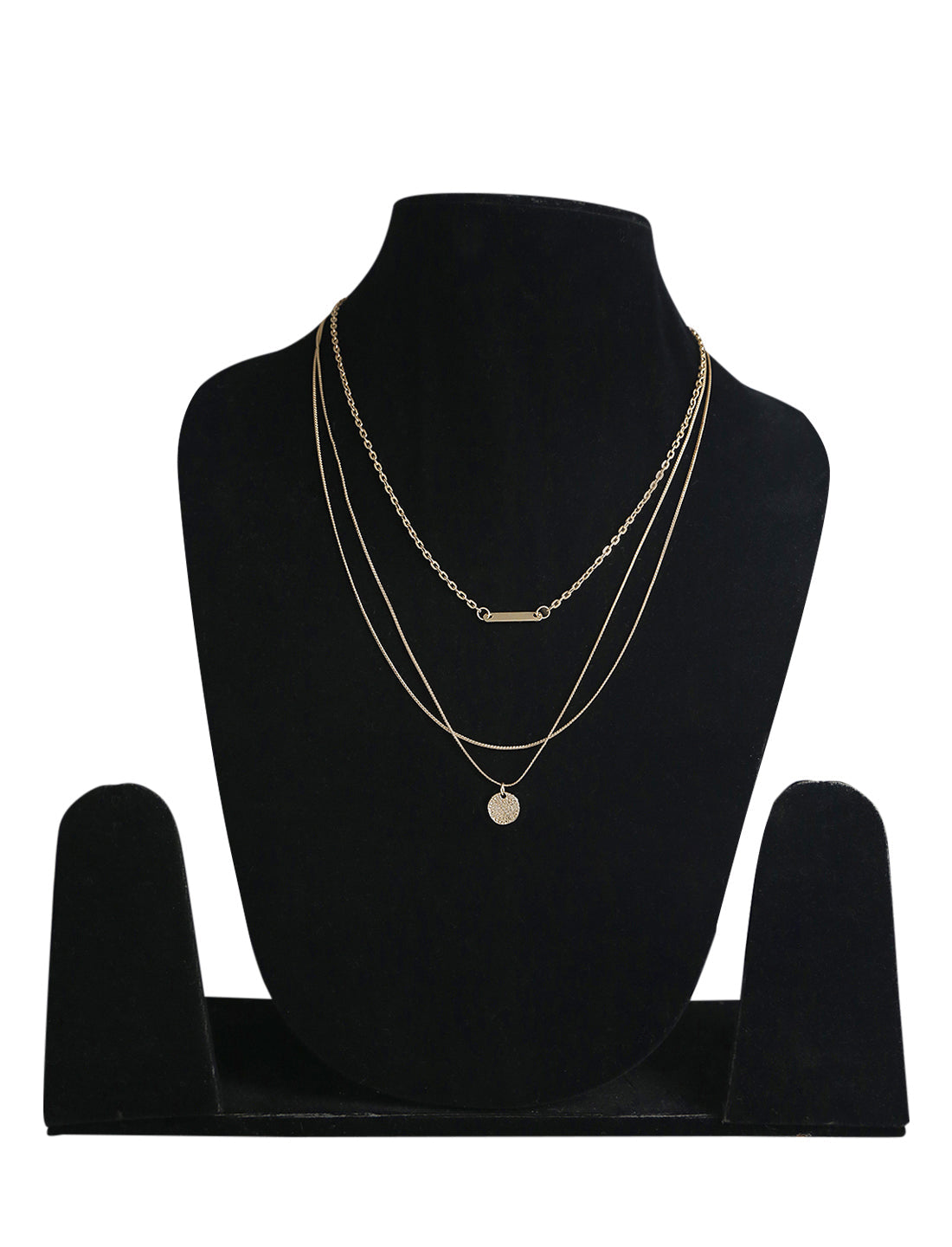 Gold-Polished Alloy Designer Embossed Double Layer Necklace - The Pari | Grocsy