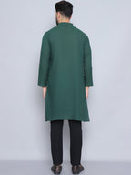 Even Apparels Men's Pure Cotton Green Kurta | Grocsy