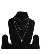 Gold-Polished Alloy Triangle & Coin Charm Necklace - The Pari | Grocsy