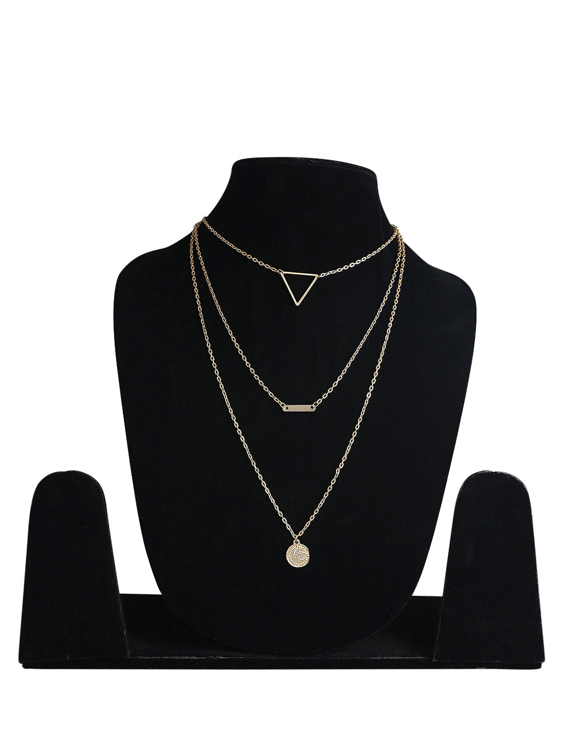 Gold-Polished Alloy Triangle & Coin Charm Necklace - The Pari | Grocsy