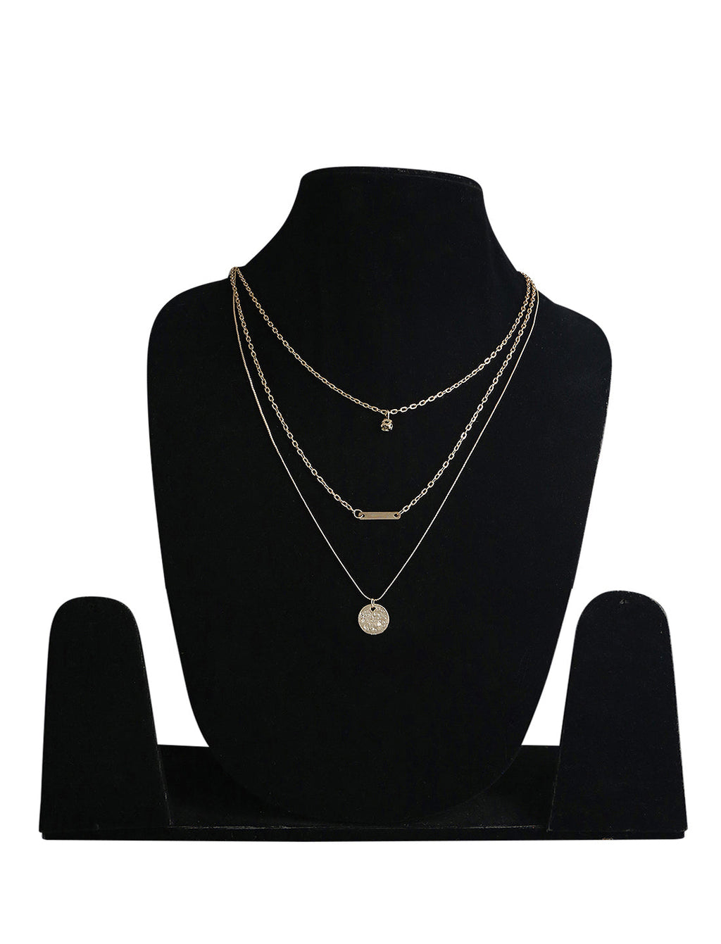 Gold-Polished Alloy Stone Plate & Coin Charm Necklace - The Pari | Grocsy