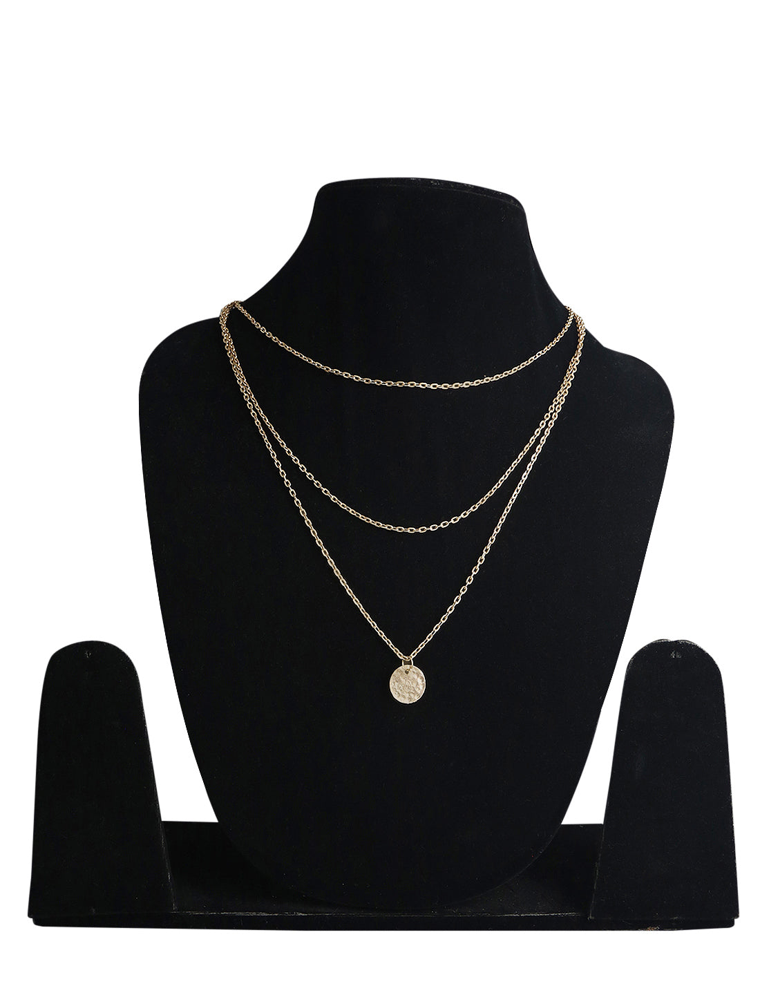 Gold-Polished Alloy Tripple Chain Necklace - The Pari | Grocsy