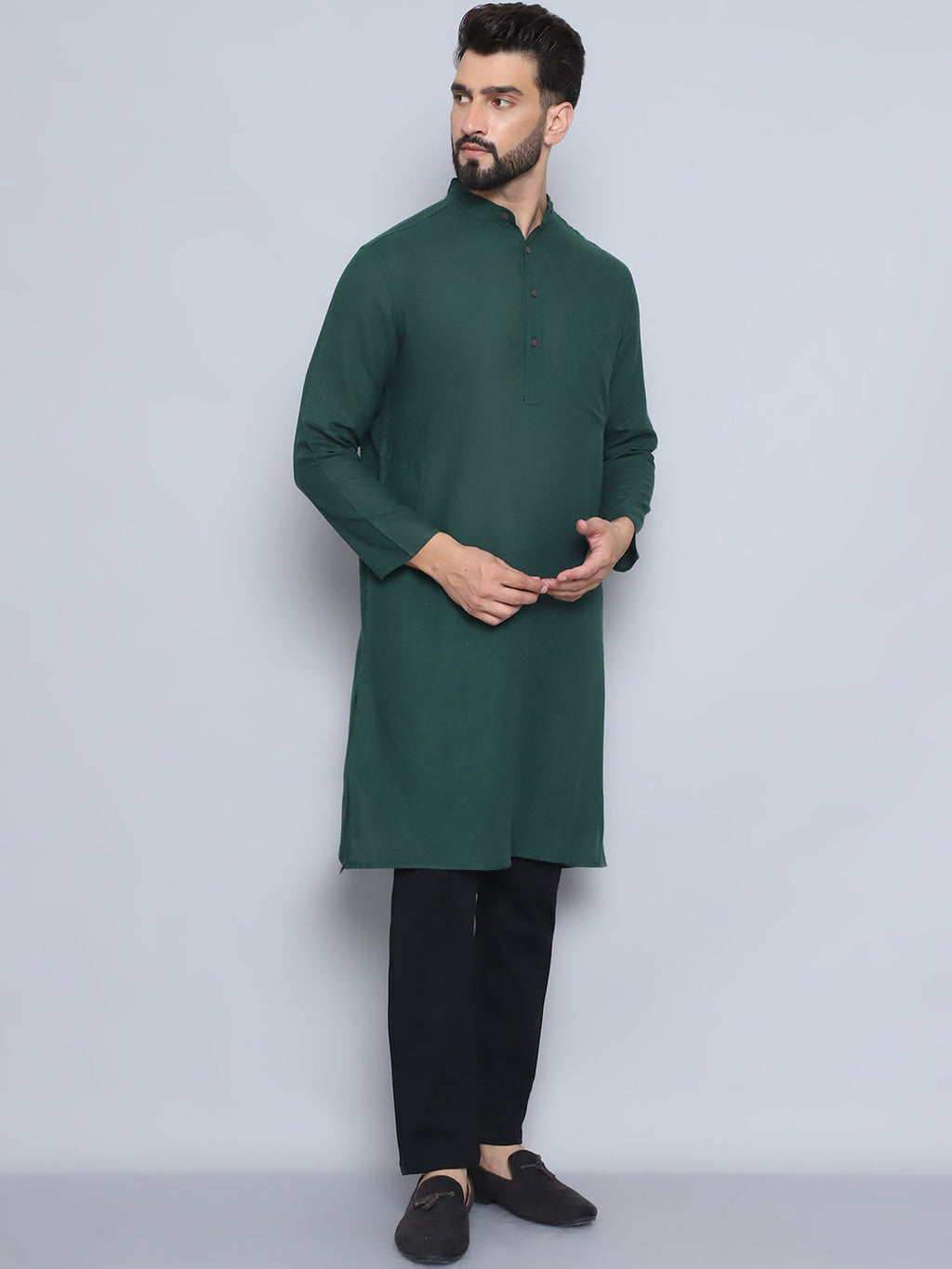 Even Apparels Men's Pure Cotton Green Kurta | Grocsy
