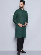 Even Apparels Men's Pure Cotton Green Kurta | Grocsy