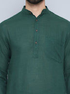 Even Apparels Men's Pure Cotton Green Kurta | Grocsy