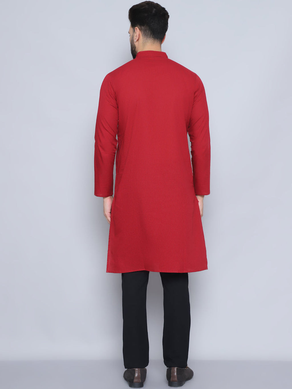 Even Apparels Men's Pure Cotton Maroon Kurta | Grocsy