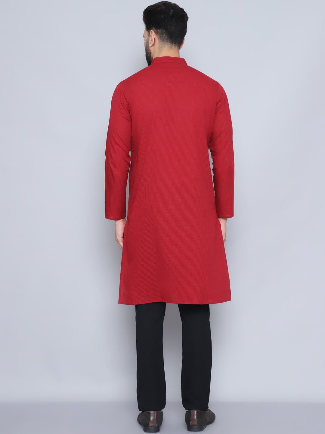 Even Apparels Men's Pure Cotton Maroon Kurta | Grocsy