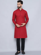 Even Apparels Men's Pure Cotton Maroon Kurta | Grocsy