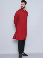 Even Apparels Men's Pure Cotton Maroon Kurta | Grocsy