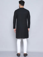 Even Apparels Men's Pure Cotton Black Sherwani Kurta | Grocsy