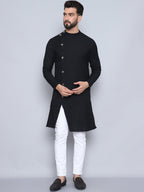 Even Apparels Men's Pure Cotton Black Sherwani Kurta | Grocsy