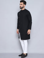 Even Apparels Men's Pure Cotton Black Sherwani Kurta | Grocsy
